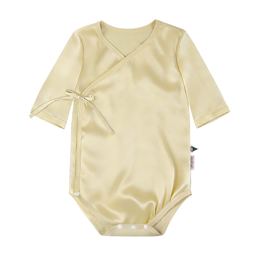 100% Mulberry Silk Short Sleeve Baby Bodysuit – Hand-Dyed with Calendula