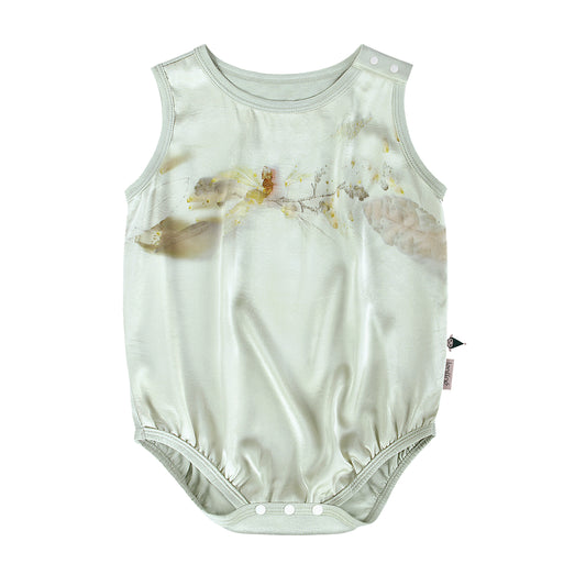 100% Mulberry Silk Sleeveless Baby Romper - Hand Printed